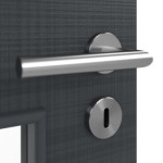 Detailansicht der Oberfläche von LEBO Doppelflügeltür Cotton Like Anthrazit ähnl. RAL 7016 Versio mit Lichtausschnitt LA 9 inkl. Zarge