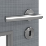 Detailansicht der Oberfläche von LEBO Doppelflügeltür Cotton Like Hygge Grau ähnl. RAL 7037 Versio mit Lichtausschnitt LA 9 inkl. Zarge