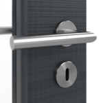 Detailansicht der Oberfläche von LEBO Doppelflügeltür Cotton Like Anthrazit ähnl. RAL 7016 Versio mit Lichtausschnitt LA-DIN inkl. Zarge