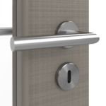 Detailansicht der Oberfläche von LEBO Doppelflügeltür Cotton Like Taupe Versio mit Lichtausschnitt LA-DIN inkl. Zarge