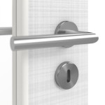 Detailansicht der Oberfläche von LEBO Doppelflügeltür Cotton Like Weiß ähnl. RAL 9016 Versio mit Lichtausschnitt LA-DIN inkl. Zarge