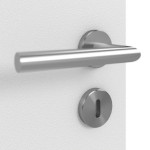 Detailansicht der Oberfläche von HÖRMANN Doppelflügeltür Pure 2 Bütte Weiß Duradecor DesignLine mit Lichtausschnitt quer mit bündiger Lisene Plain 80-7 mit Zarge