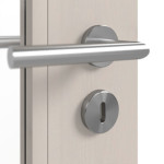 Detailansicht der Oberfläche von Doppelflügeltür TM-33 Fichte astig weiß pigmentiert lackiert Massivholz mit Zarge