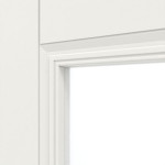 Detailansicht des Lichtausschnitts von LEBO Innentür Country 40 Weißlack mit Lichtausschnitt 2 LA oben