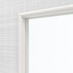 Detailansicht des Lichtausschnitts von LEBO Doppelflügeltür Cotton Like Weiß ähnl. RAL 9016 Versio mit Lichtausschnitt LA 24 bandseitig inkl. Zarge