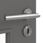 Detailansicht der Oberfläche von Huga Innentür Hygge grau RAL 7037 Duradecor Basic mit Lichtausschnitt LA 9