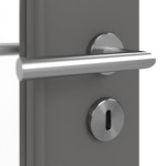 Detailansicht der Oberfläche von Huga Innentür Hygge grau RAL 7037 Duradecor Basic mit Lichtausschnitt LA-DIN