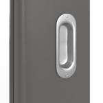 Detailansicht der Oberfläche von Huga Schiebetür Hygge grau RAL 7037 Lack Basic mit Lichtausschnitt LA-11