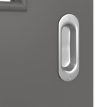 Detailansicht der Oberfläche von Huga Schiebetür Hygge grau RAL 7037 Durat Basic mit Lichtausschnitt LA 12