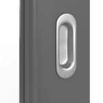 Detailansicht der Oberfläche von Huga Schiebetür Hygge grau RAL 7037 Durat Basic mit Lichtausschnitt LA 27