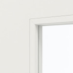 Detailansicht des Lichtausschnitts von JELD-WEN Doppelflügeltür Classic Brillantweiß ähnlich RAL 9016 ExpertLack mit Lichtausschnitt LÖ-72 schlossseitig mit Zarge