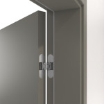 Detailansicht der Bänder von HUGA Innentür-Set Hygge grau Basic Durat stumpfeinschlagend mit Zarge und Drücker