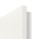 Detailansicht der eckigen Kante von HÖRMANN Doppelflügeltür Pure 1 Verkehrsweiß RAL 9016 Duradecor DesignLine mit Lichtausschnitt quer mit Zarge