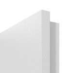 Detailansicht der eckigen Kante von HÖRMANN Doppelflügeltür Pure 2 Bütte Weiß Duradecor DesignLine mit Lichtausschnitt quer mit bündiger Lisene Plain 80-7 mit Zarge