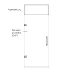 Skizze von Float klar Glaspendeltür mit Oberlicht DORMA Tensor Variante 1 - Erkelenz