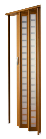 Ansicht von MARLEY Falttür New Generation Buche mit Karo Fenster Weiß satinierte 