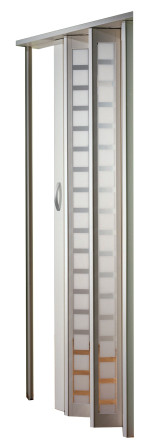 Ansicht von MARLEY Falttür New Generation Weiß mit Karo Fenster Weiß satinierte