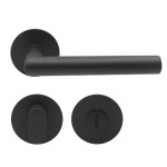 T-Form Magneto Edelstahl schwarz Rundrosetten Zimmertürgarnitur WC - ProGriff