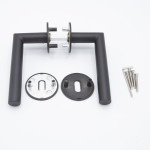 Ansicht von oben T-Form Magneto Edelstahl schwarz Rundrosetten Zimmertürgarnitur - ProGriff