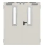 Frontansicht von TECKENTRUP Außentür-Set 2-flg. Stahl mit Feuerschutzfunktion EI2 30-C5-SA 62-2 mit Rechteckverglasung Ausschnitt 1 inkl. Eck- und Ergänzungszarge