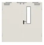 Frontansicht von Innentür-Set 2-flg. Stahl mit Feuerschutzfunktion H16-2 OD mit Rechteckverglasung Ausschnitt 1 im Gehflügel inkl. Eckzarge - Hörmann