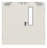 Frontansicht von Innentür-Set 2-flg. Stahl mit Feuerschutzfunktion H16-2 OD mit Rechteckverglasung Ausschnitt 1 im Gehflügel inkl. Eck- und Ergänzungszarge Vario B53 - Hörmann