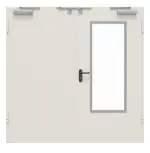 Frontansicht von Innentür-Set 2-flg. Stahl mit Feuerschutzfunktion H16-2 OD mit Rechteckverglasung Ausschnitt 3 im Gehflügel inkl. Eckzarge - Hörmann