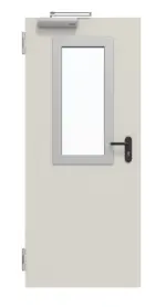 Frontansicht von Außentür-Set Stahl mit Feuerschutzfunktion EI2 30-C5-SA 62-1 mit Rechteckverglasung Ausschnitt 2 inkl. Blockzarge - Teckentrup