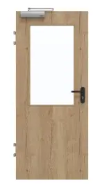 Frontansicht von GARANT Brandschutztür T30 Authentic Risseiche GCK08 mit Lichtausschnitt LA-6