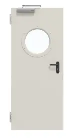 Frontansicht von Innentür-Set Stahl mit Feuerschutzfunktion T30-1 FSA-62 mit Rundverglasung inkl. Blockzarge - Teckentrup