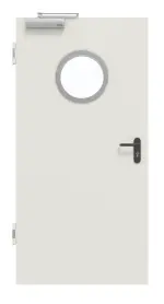 Frontansicht von Innentür-Set Stahl mit Feuerschutzfunktion H16-1 OD mit Rundverglasung inkl. Eckzarge - Hörmann