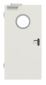 Frontansicht von Innentür-Set Stahl mit Feuerschutzfunktion H16-1 OD mit Rundverglasung inkl. Eck- und Ergänzungszarge Vario B53 - Hörmann