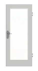 Frontansicht von GARANT Wohnungseingangstür D92-60 Dove Grey Resopal mit Lichtausschnitt LA-2