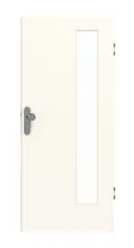 Frontansicht von GARANT Wohnungseingangstür 0105-60 Pearl White CePaL mit Lichtausschnitt LA-4 bandseitig