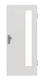 Frontansicht von GARANT Wohnungseingangstür 0160-60 Silver Grey CePaL mit Lichtausschnitt LA-4 bandseitig