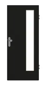 Frontansicht von GARANT Wohnungseingangstür 0901-60 Black Resopal mit Lichtausschnitt LA-4 bandseitig