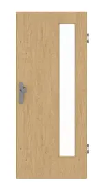 Frontansicht von GARANT Wohnungseingangstür Authentic Asteiche CePaL mit Lichtausschnitt LA-4 bandseitig