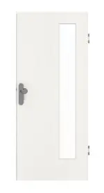 Frontansicht von GARANT Wohnungseingangstür Authentic Bianco GCK08 mit Lichtausschnitt LA-4 bandseitig