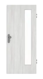 Frontansicht von GARANT Wohnungseingangstür Authentic Grigio CePaL mit Lichtausschnitt LA-4 bandseitig