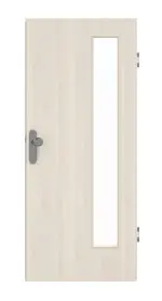 Frontansicht von GARANT Wohnungseingangstür Authentic Perl CePaL mit Lichtausschnitt LA-4 bandseitig