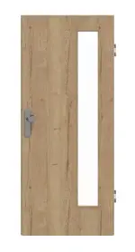 Frontansicht von GARANT Wohnungseingangstür Authentic Risseiche CePaL mit Lichtausschnitt LA-4 bandseitig