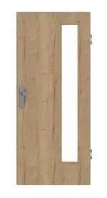 Frontansicht von GARANT Wohnungseingangstür Authentic Risseiche GCK08 mit Lichtausschnitt LA-4 bandseitig