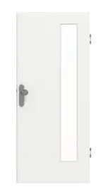 Frontansicht von GARANT Wohnungseingangstür D354-60 Designer White Resopal mit Lichtausschnitt LA-4 bandseitig