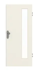 Frontansicht von GARANT Wohnungseingangstür Weißlack 9010 GHK08 mit Lichtausschnitt LA-4 bandseitig