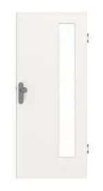 Frontansicht von GARANT Wohnungseingangstür Weißlack 9016 CePaL mit Lichtausschnitt LA-4 bandseitig