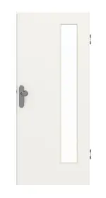 Frontansicht von GARANT Wohnungseingangstür Weißlack 9016 GHK08 mit Lichtausschnitt LA-4 bandseitig