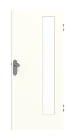 Frontansicht von GARANT Wohnungseingangstür U11026SD Kristallweiß GHK08 mit Lichtausschnitt LA-4 bandseitig