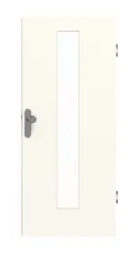 Frontansicht von GARANT Wohnungseingangstür 0105-60 Pearl White CePaL mit Lichtausschnitt LA-4 mittig