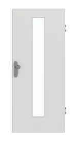 Frontansicht von GARANT Wohnungseingangstür 0160-60 Silver Grey CePaL mit Lichtausschnitt LA-4 mittig