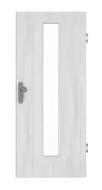 Frontansicht von GARANT Wohnungseingangstür Authentic Grigio CePaL mit Lichtausschnitt LA-4 mittig